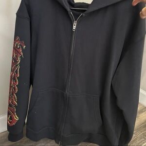 Balenciaga Black Unisex Zip Hoodie with Branded Zip Pull